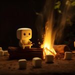 ognisko z pianką marshmallow Ilustracja Narodowego Dnia Opiekania Pianek Piankowych